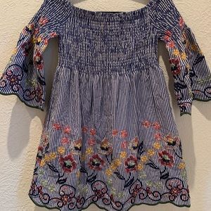 Flying Tomato Striped Embroidered Dress